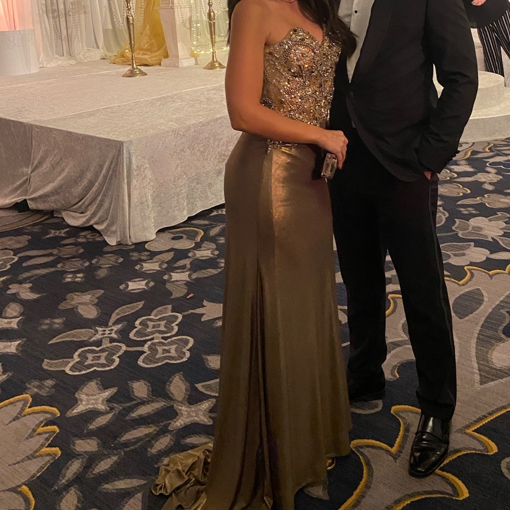 Mac Duggal Gold Strapless Gown